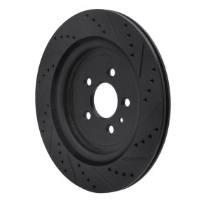 Ford Police Interceptor Sedan Brake Rotor (1) - Rear Left - R1 Concepts - Drilled & Slotted - Black - `13-`19